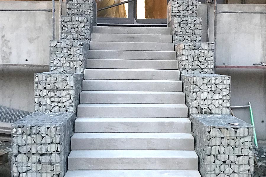 Gabion baskets with staircase