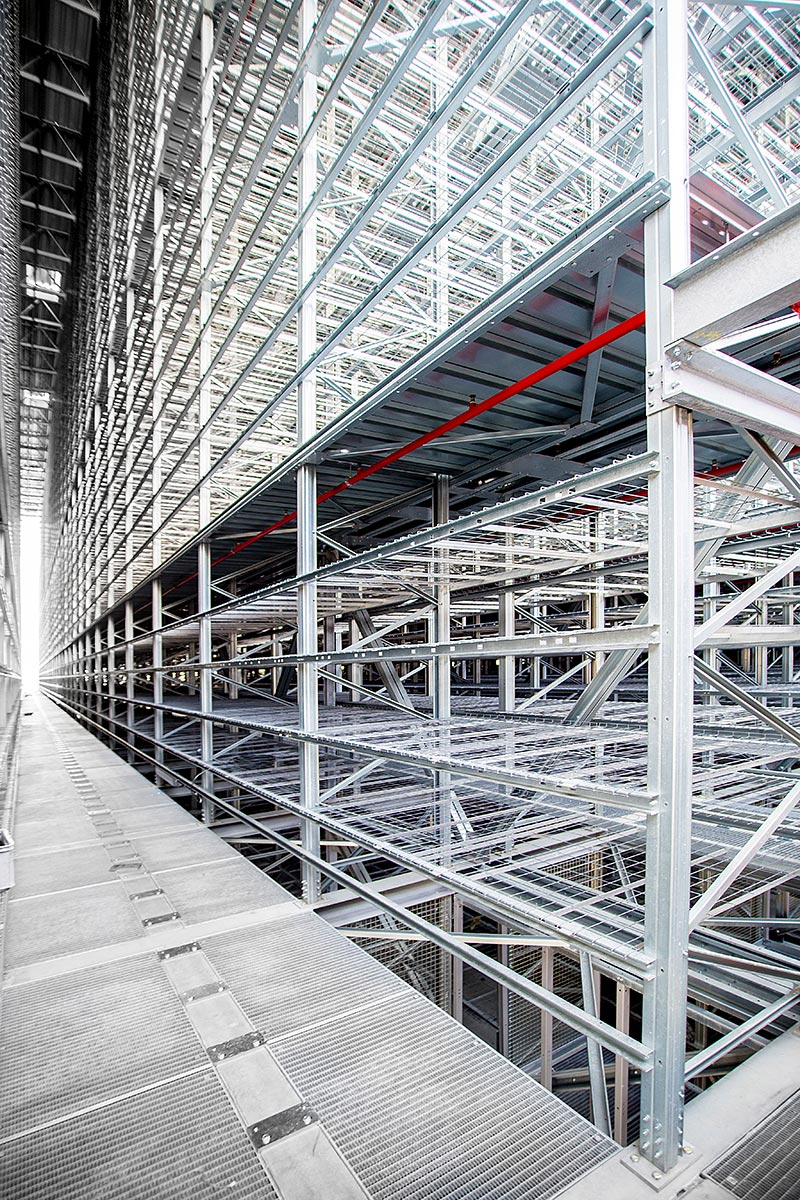 Wire shelves in warehouse high racks