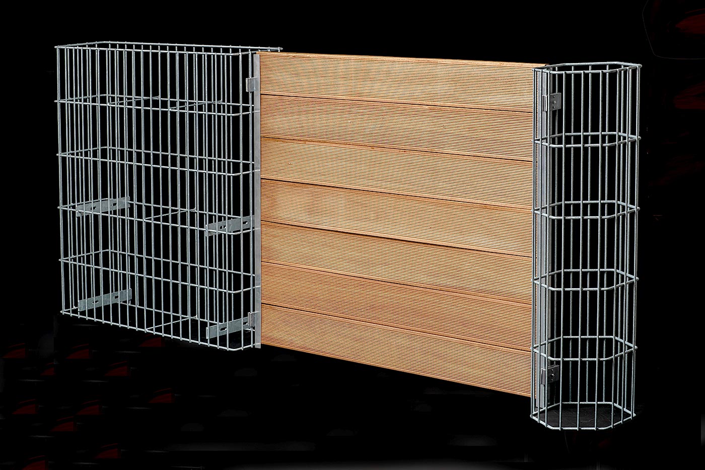Gabion fence with wood